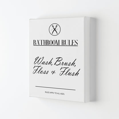 Bathroom Rules Modern Print, Framed Bathroom Wall Art Canvas