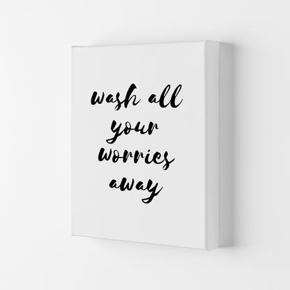 Wash All Your Worries Away, Bathroom Modern Print, Framed Bathroom Wall Art Canvas