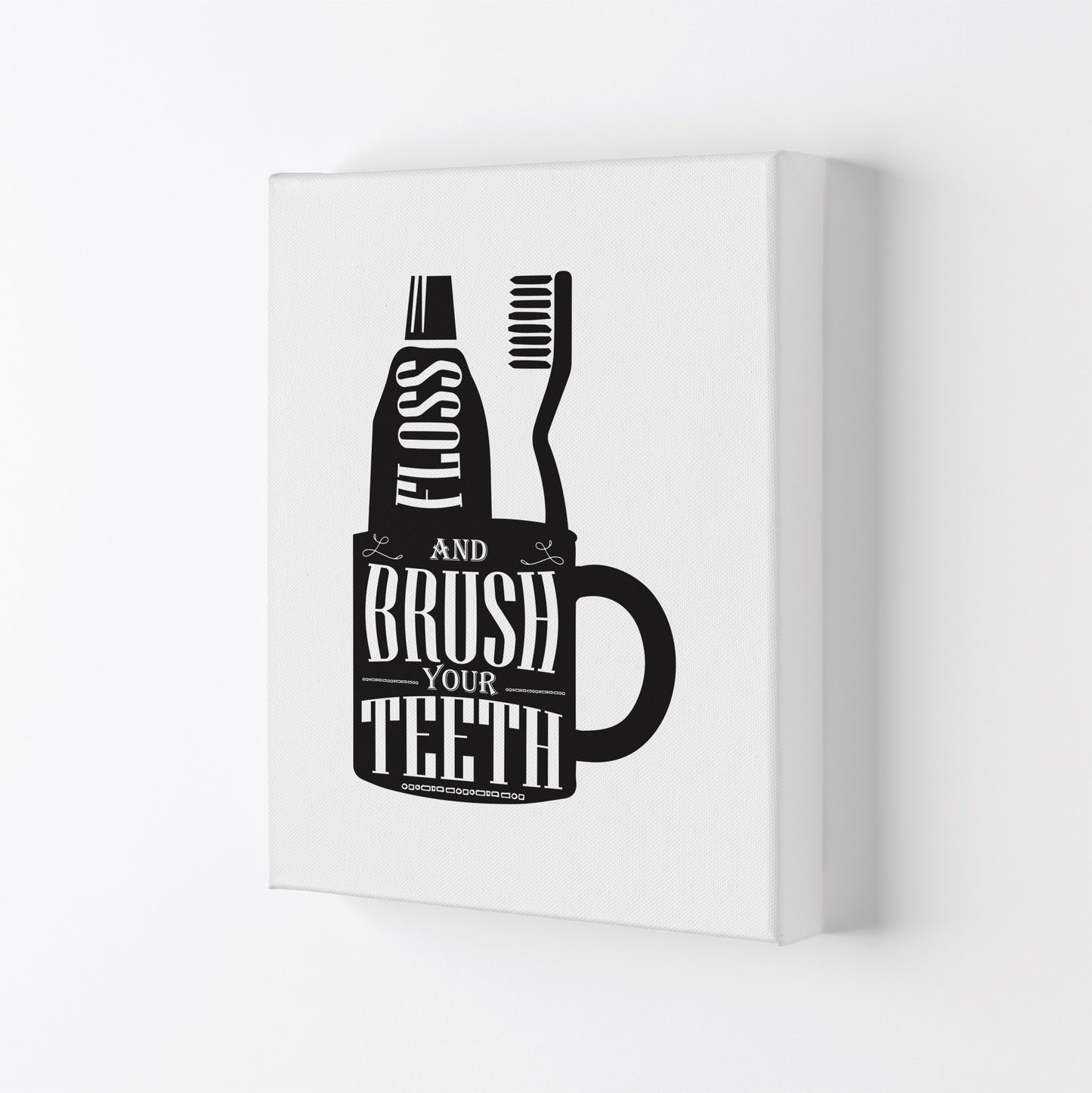 Brush Your Teeth, Bathroom Modern Print, Framed Bathroom Wall Art Canvas