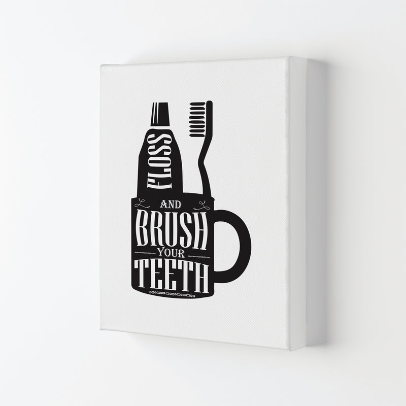 Brush Your Teeth, Bathroom Modern Print, Framed Bathroom Wall Art Canvas