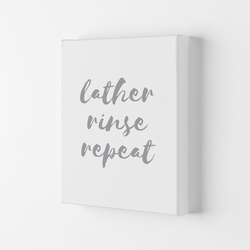 Lather Rinse Repeat Grey, Bathroom Modern Print, Framed Bathroom Wall Art Canvas