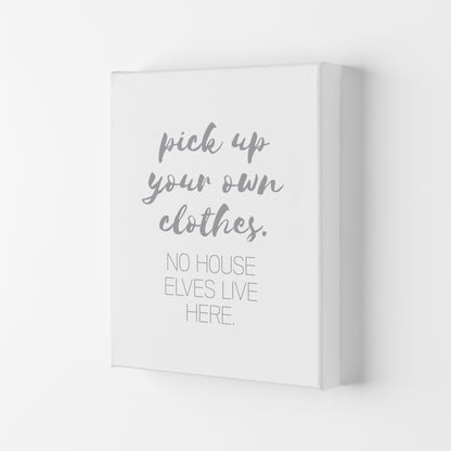 House Elves Grey, Bathroom Framed Typography Wall Art Print Canvas