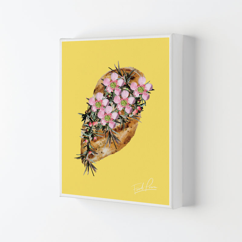 Yellow Chicken Food Print, Framed Kitchen Wall Art Canvas
