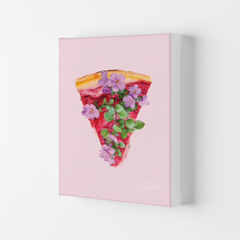 Pink Cherry Pie Floral Food Print, Framed Kitchen Wall Art Canvas
