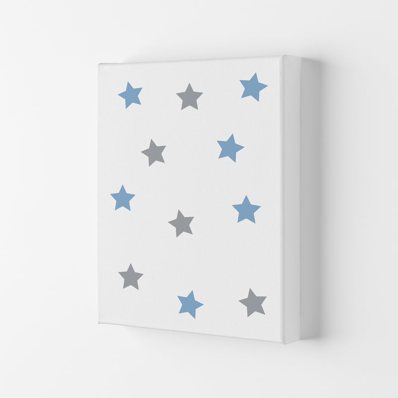 Blue And Grey Stars Framed Nursey Wall Art Print Canvas