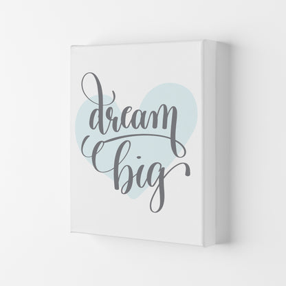 Dream Big Blue Heart Framed Nursey Wall Art Print Canvas