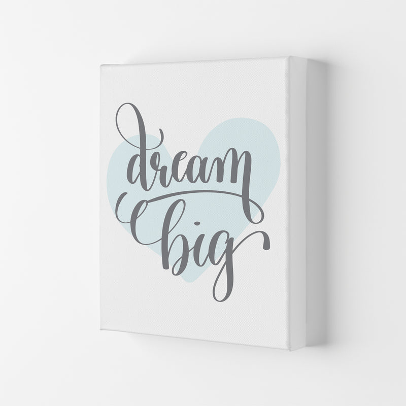 Dream Big Blue Heart Framed Nursey Wall Art Print Canvas