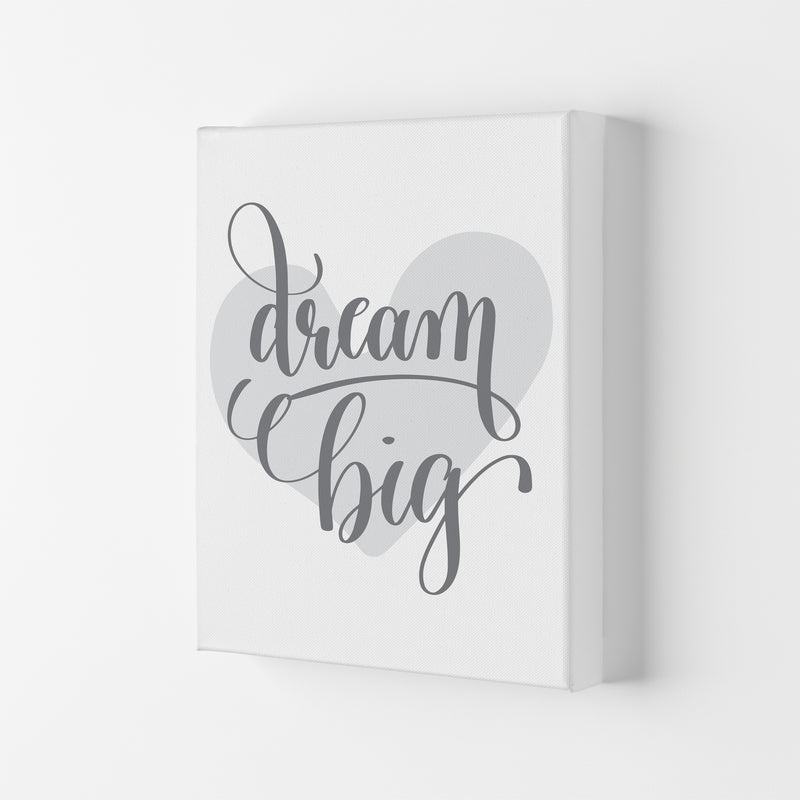Dream Big Grey Heart Framed Nursey Wall Art Print Canvas