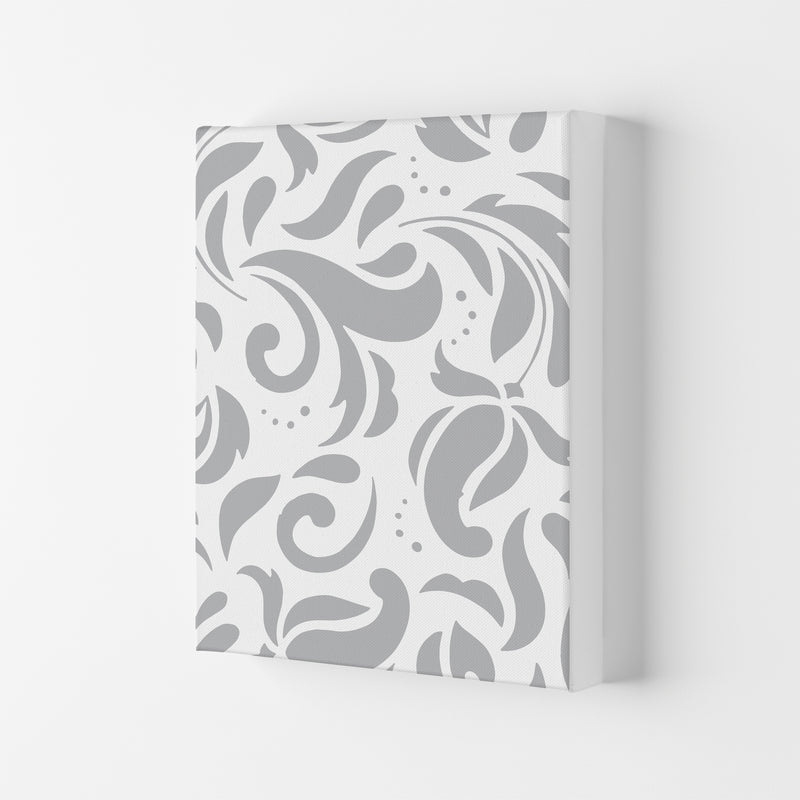 Grey Floral Pattern Modern Print Canvas