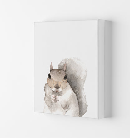 Forest Friends, Cute Squirrel Modern Print Animal Art Print Canvas