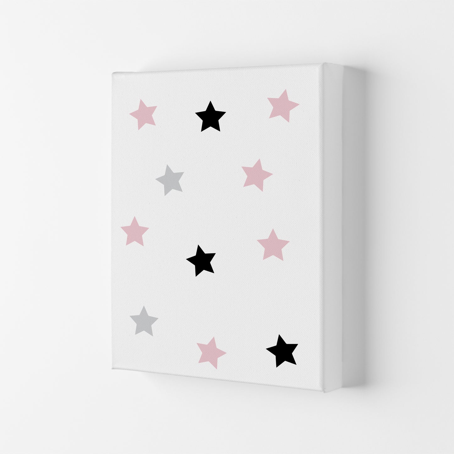 Pink Black And Grey Stars Modern Print Canvas