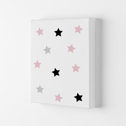 Pink Black And Grey Stars Modern Print Canvas
