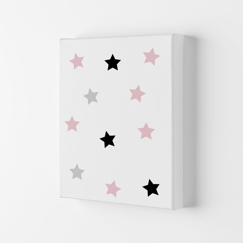 Pink Black And Grey Stars Modern Print Canvas