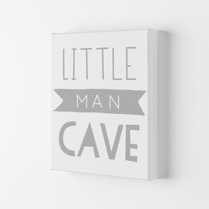 Little Man Cave Grey Banner Framed Nursey Wall Art Print Canvas