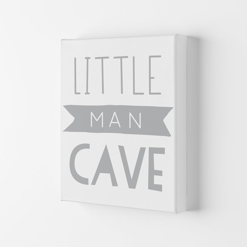 Little Man Cave Grey Banner Framed Nursey Wall Art Print Canvas