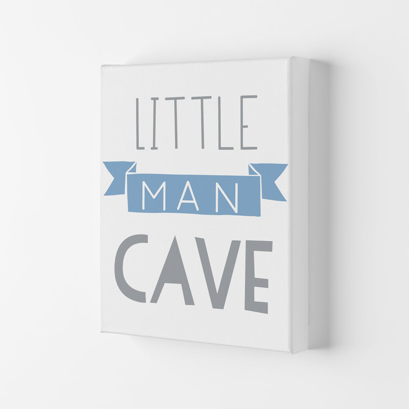 Little Man Cave Blue Banner Framed Nursey Wall Art Print Canvas