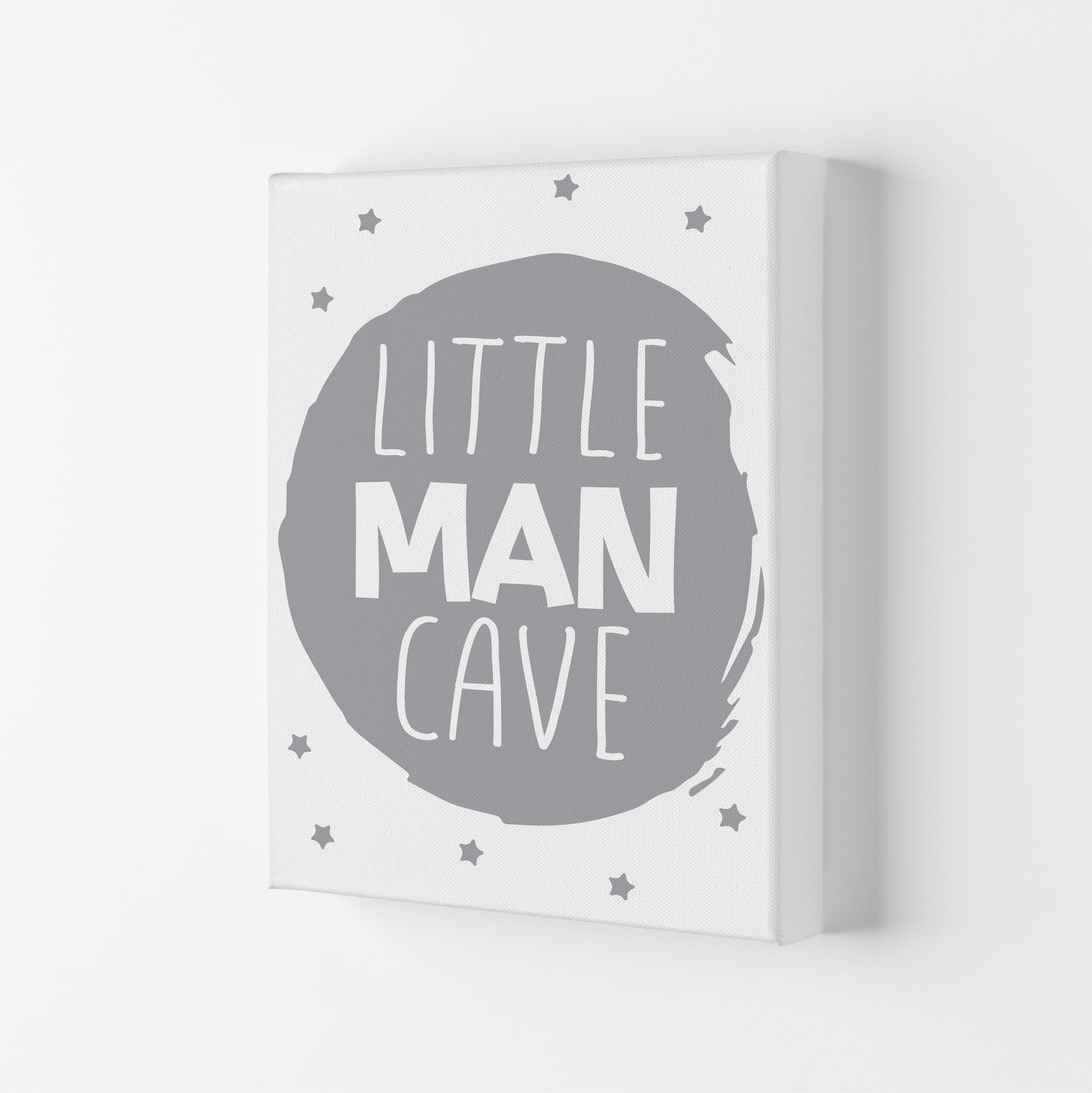 Little Man Cave Grey Circle Framed Nursey Wall Art Print Canvas