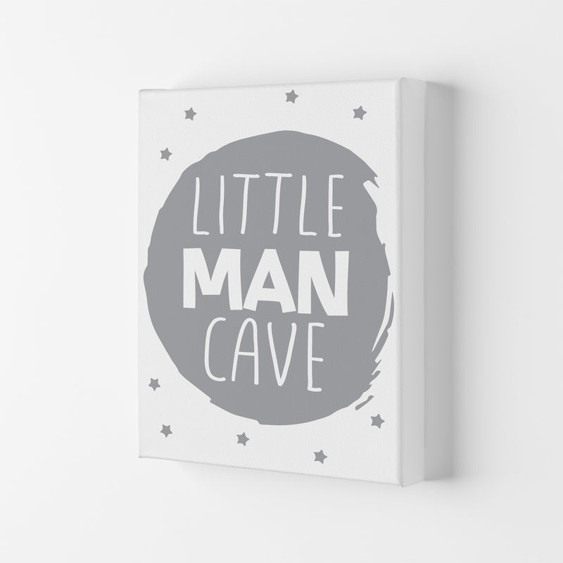 Little Man Cave Grey Circle Framed Nursey Wall Art Print Canvas
