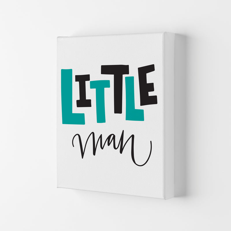 Little Man Teal And Black Framed Nursey Wall Art Print Canvas