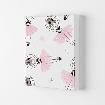 Ballerina Repeat Pattern Framed Nursey Wall Art Print Canvas