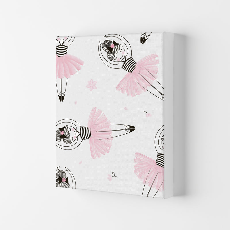 Ballerina Repeat Pattern Framed Nursey Wall Art Print Canvas