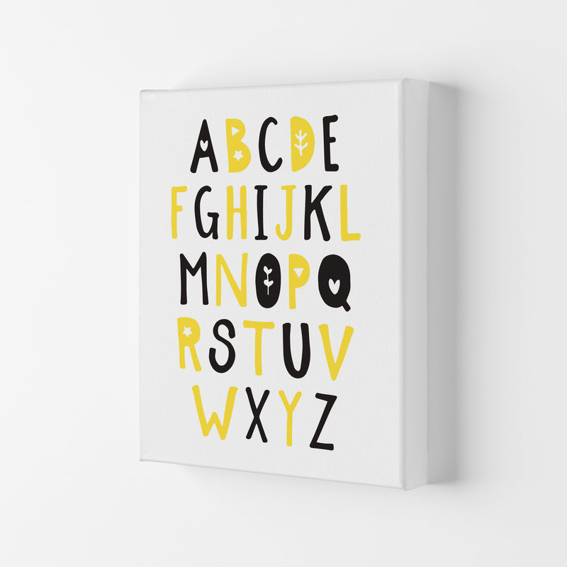 Black And Yellow Alphabet Framed Nursey Wall Art Print Canvas