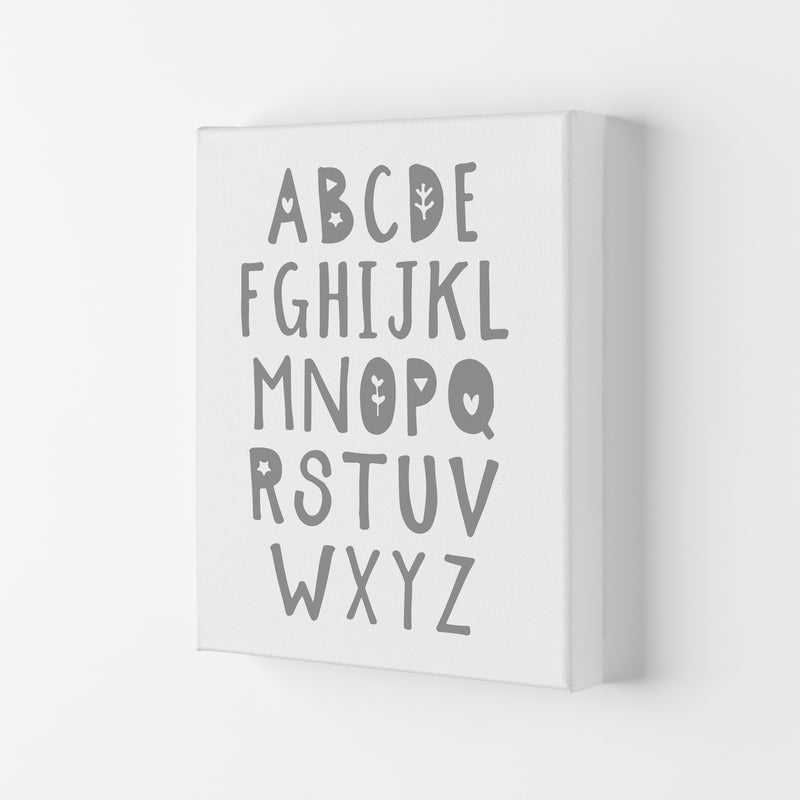 Grey Alphabet Framed Nursey Wall Art Print Canvas