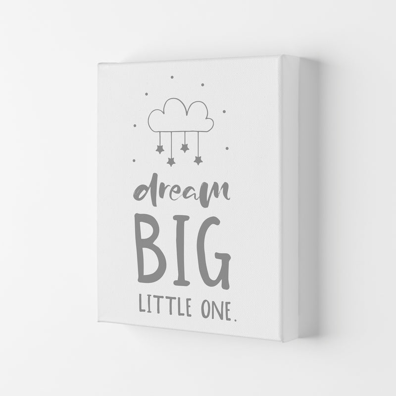 Dream Big Little One Grey Framed Nursey Wall Art Print Canvas
