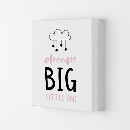 Dream Big Little One Pink And Black Framed Nursey Wall Art Print Canvas