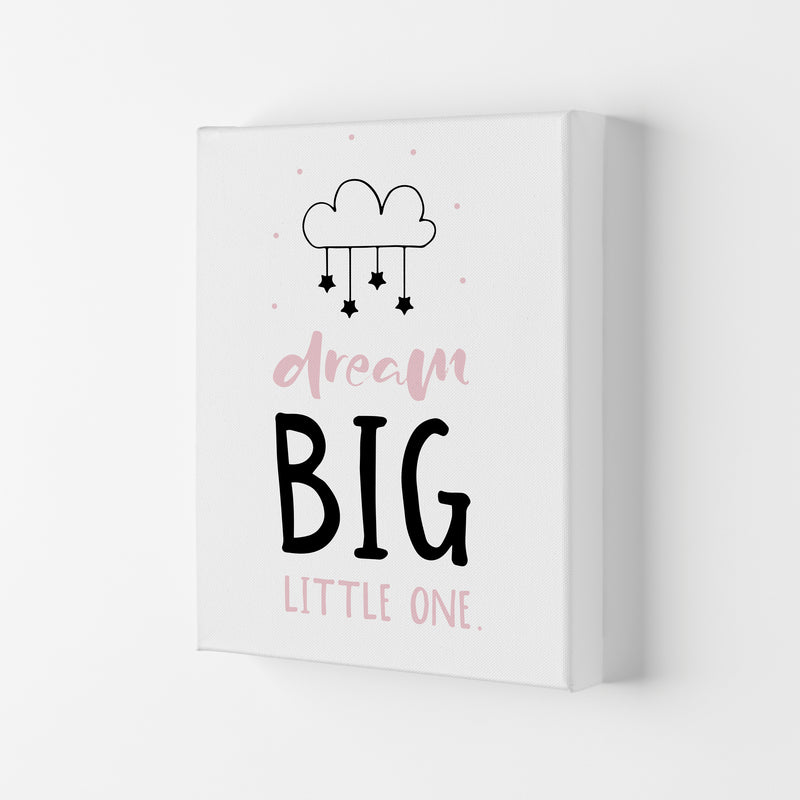 Dream Big Little One Pink And Black Framed Nursey Wall Art Print Canvas