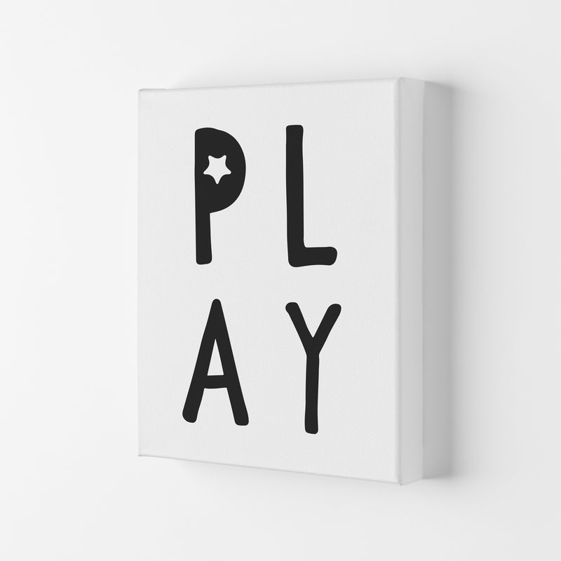 Play Black Framed Typography Wall Art Print Canvas