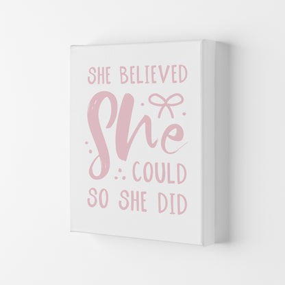 She Believed She Could So She Did Baby Pink Modern Print Canvas