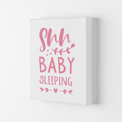 Shh Baby Sleeping Pink Framed Nursey Wall Art Print Canvas