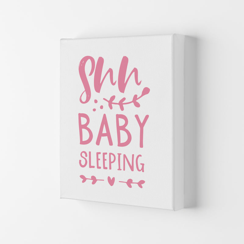 Shh Baby Sleeping Pink Framed Nursey Wall Art Print Canvas