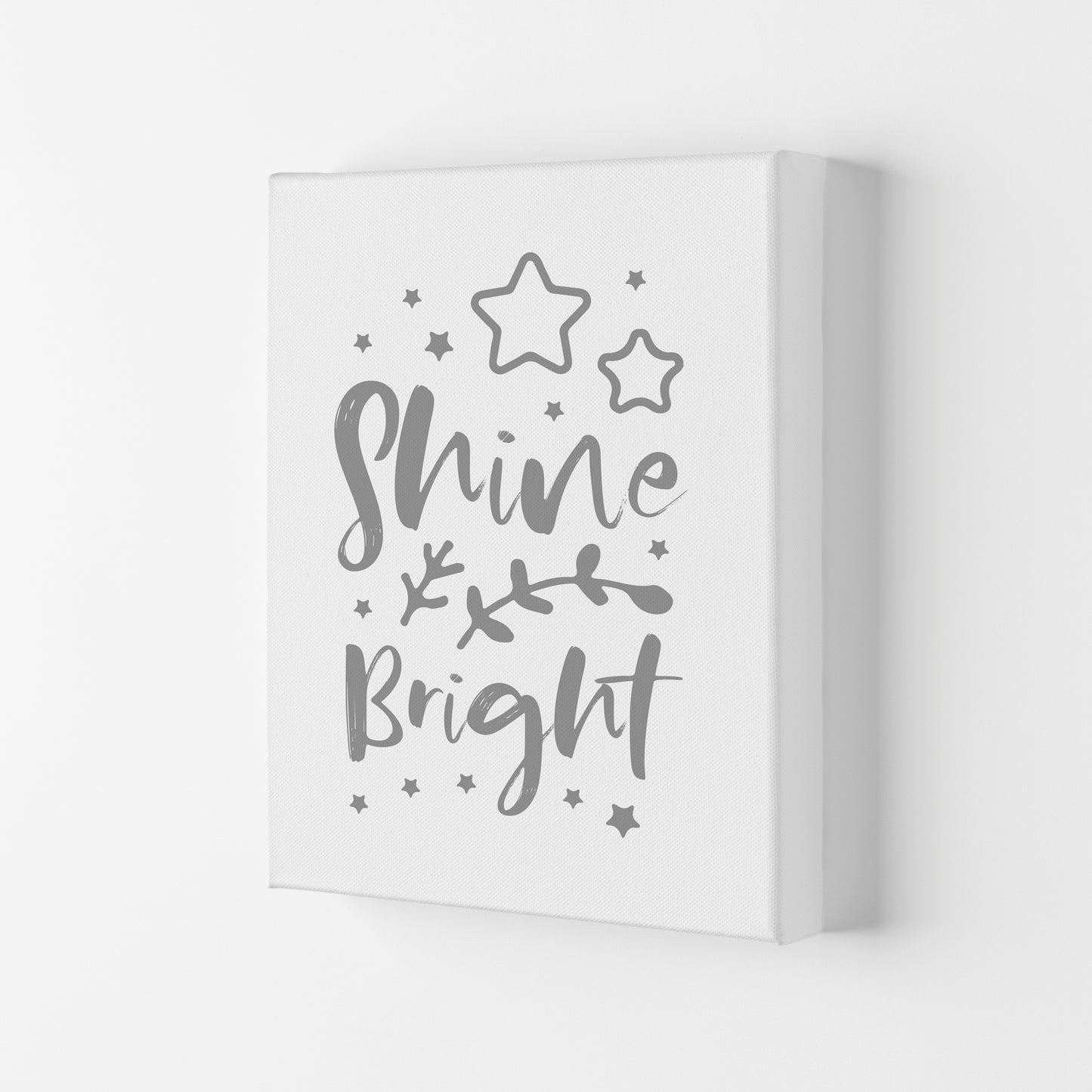 Shine Bright Grey Framed Nursey Wall Art Print Canvas