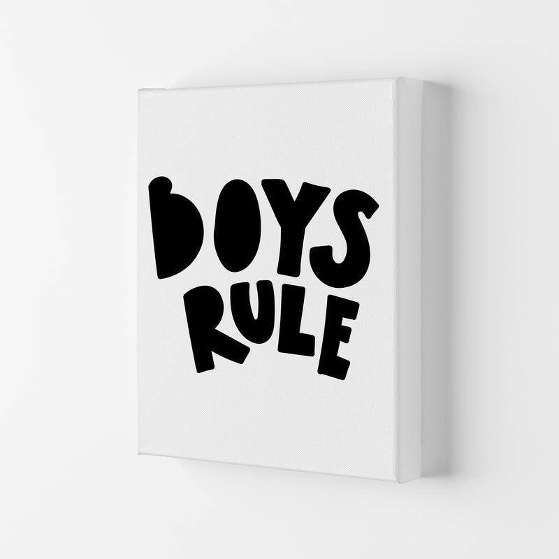Boys Rule Black Framed Nursey Wall Art Print Canvas