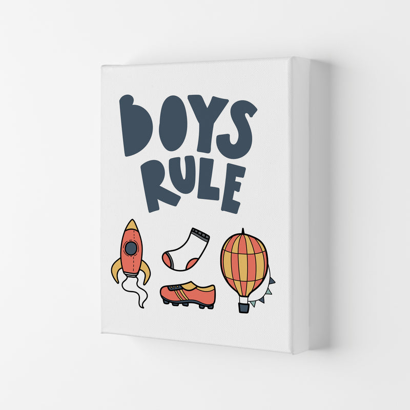 Boys Rule Illustrations Framed Nursey Wall Art Print Canvas
