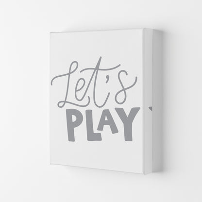 Let&#39;s Play Grey Framed Typography Wall Art Print Canvas