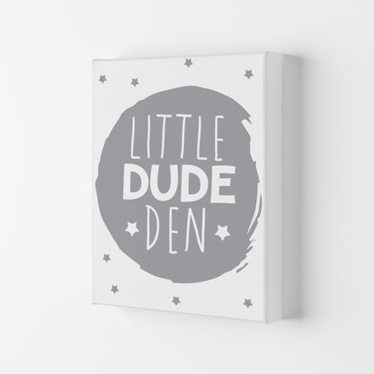 Little Dude Den Grey Circle Framed Nursey Wall Art Print Canvas