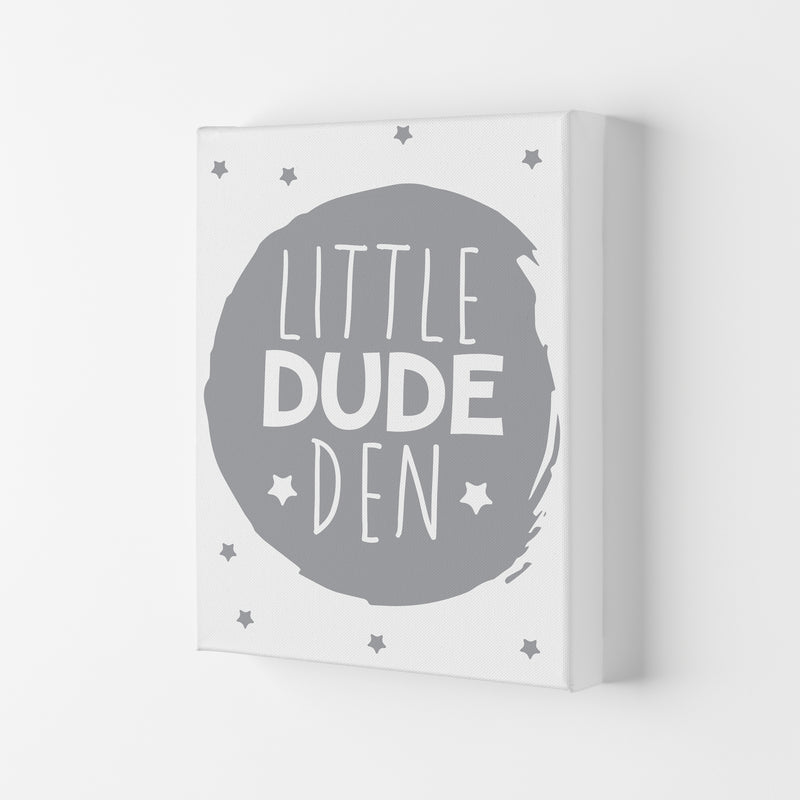 Little Dude Den Grey Circle Framed Nursey Wall Art Print Canvas