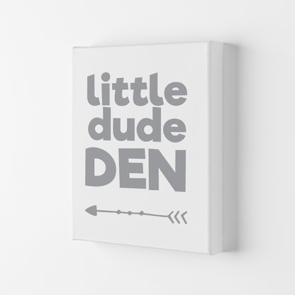 Little Dude Den Grey Framed Nursey Wall Art Print Canvas