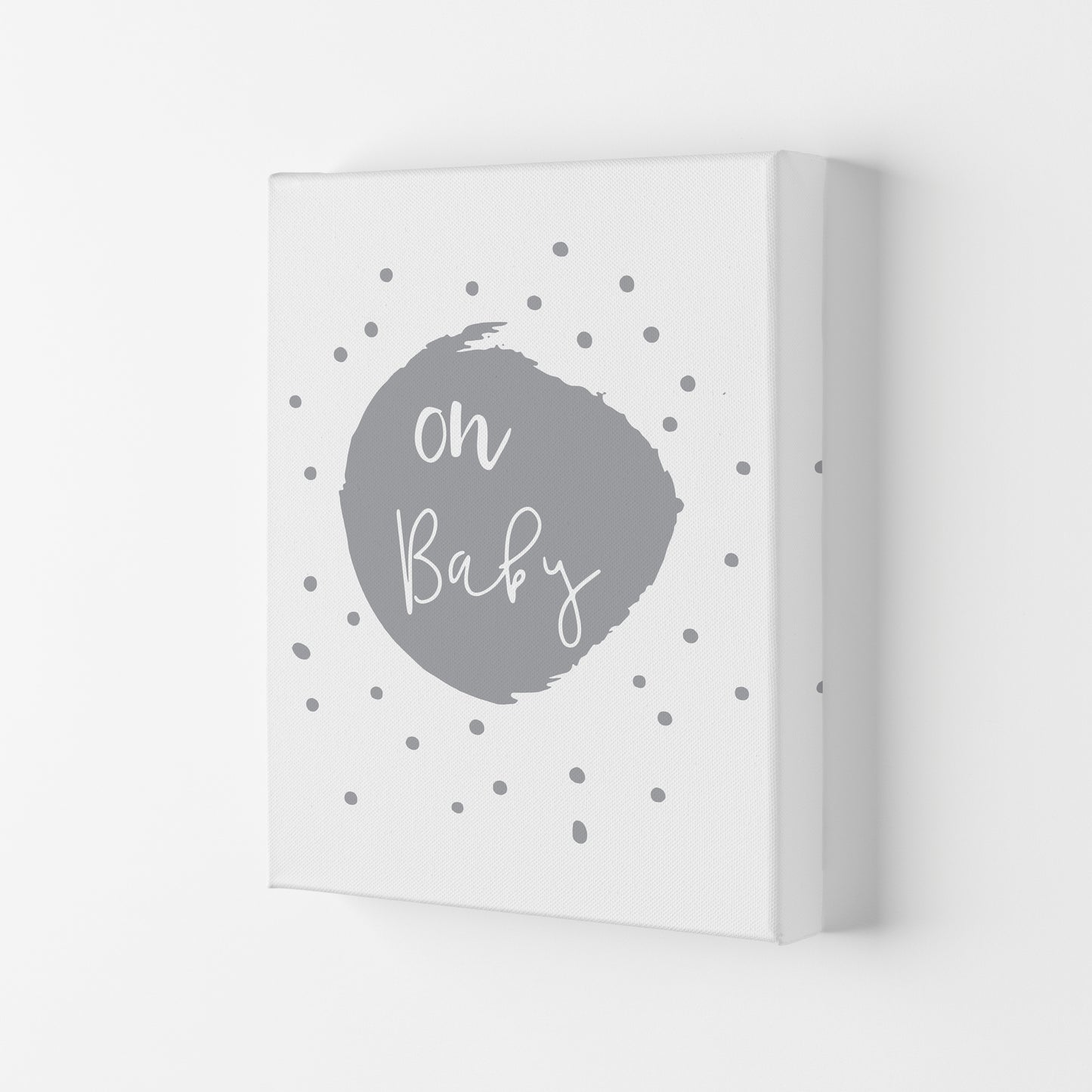 Oh Baby Grey Framed Typography Wall Art Print Canvas
