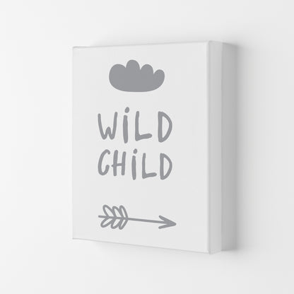 Wild Child Grey Framed Nursey Wall Art Print Canvas