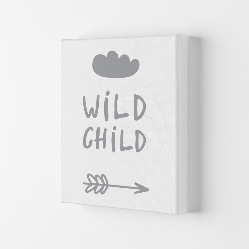 Wild Child Grey Framed Nursey Wall Art Print Canvas