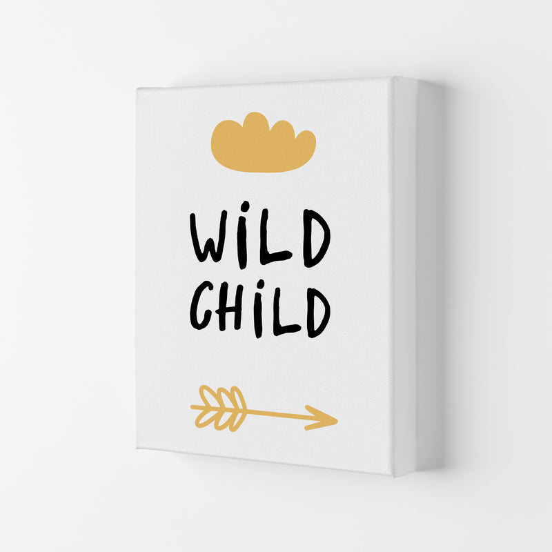 Wild Child Mustard And Black Framed Nursey Wall Art Print Canvas