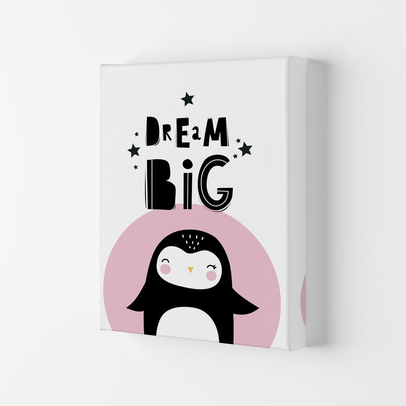 Dream Big Penguin Framed Nursey Wall Art Print Canvas