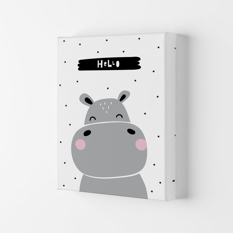 Hello Hippo Modern Print Animal Art Print Canvas
