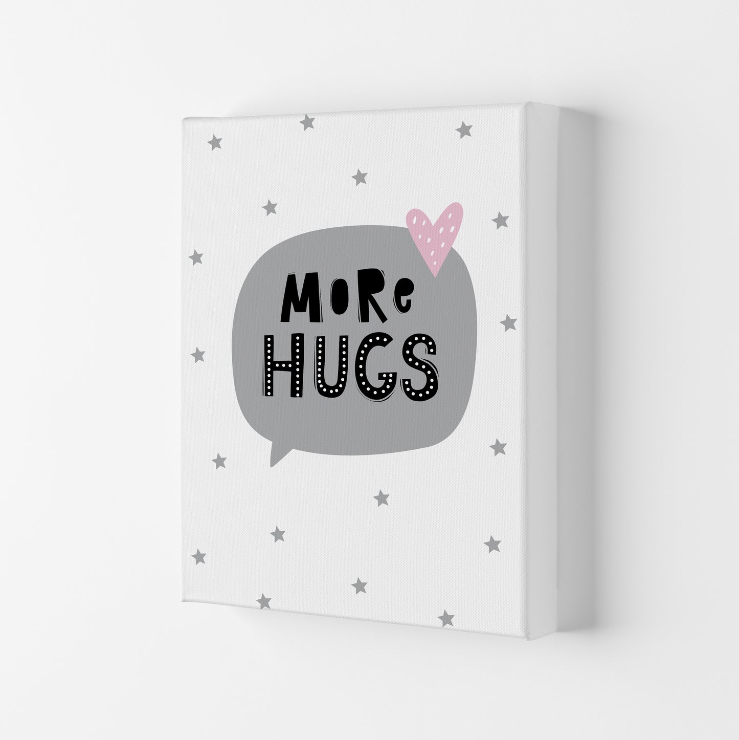 More Hugs Speech Bubble Framed Typography Wall Art Print Canvas