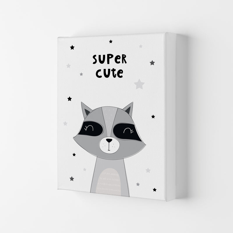 Super Cute Raccoon Framed Nursey Wall Art Print Canvas