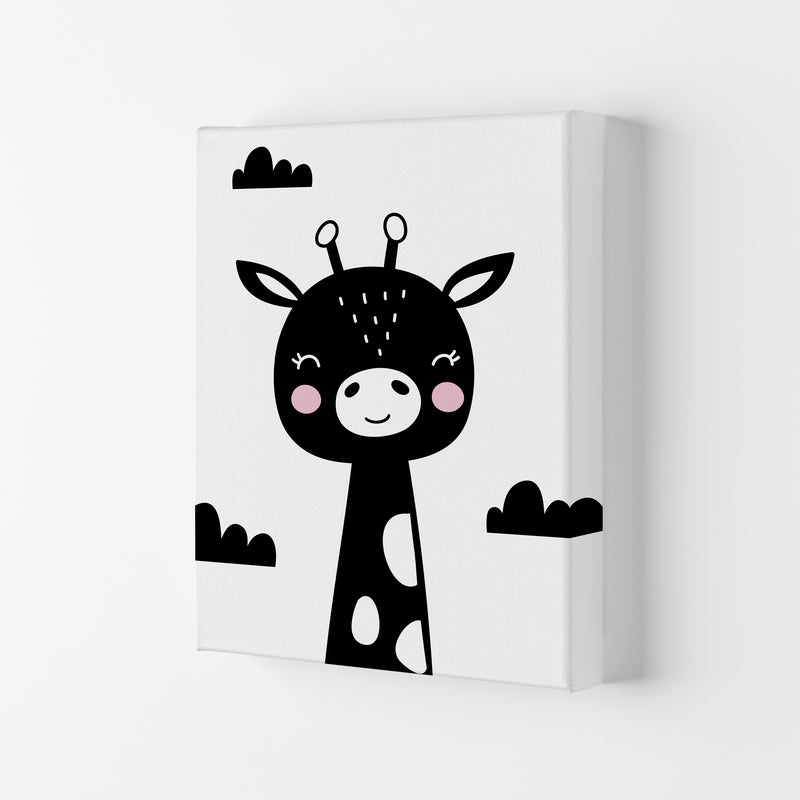Scandi Black Giraffe Framed Nursey Wall Art Print Canvas